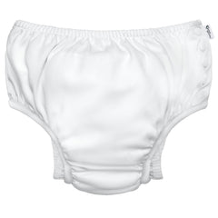 Green Sprouts reusable snap swim diaper in white, front view for comfy water play.