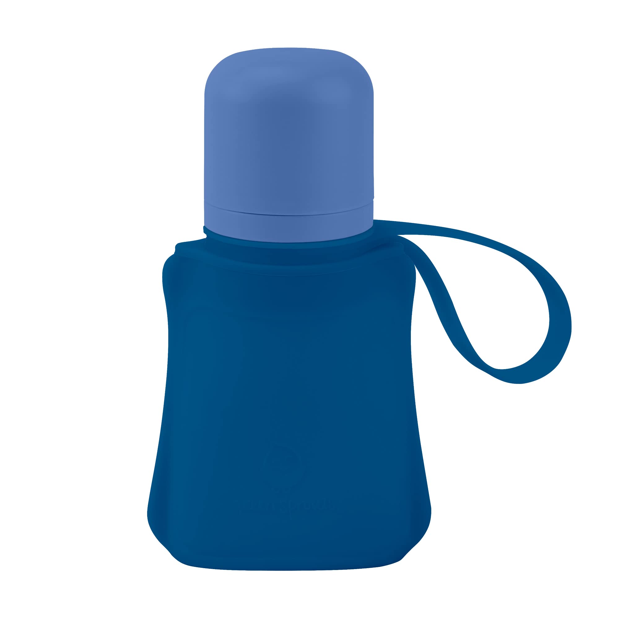 Green Sprouts Travel Cap on pouch keeps liquids leak-free while traveling.