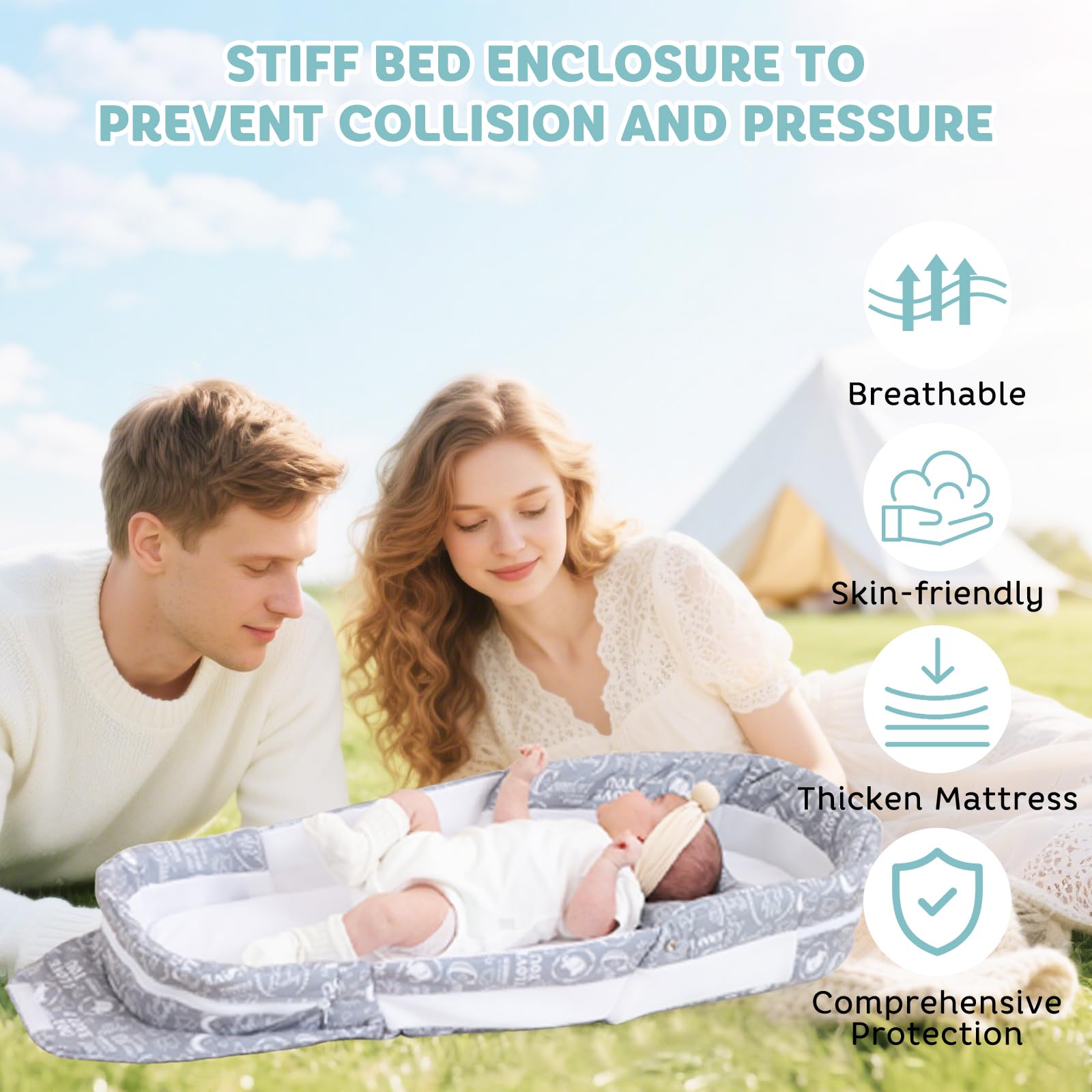 Greenecocs baby nest 2in1 mosquito net extended for safe outdoor use.