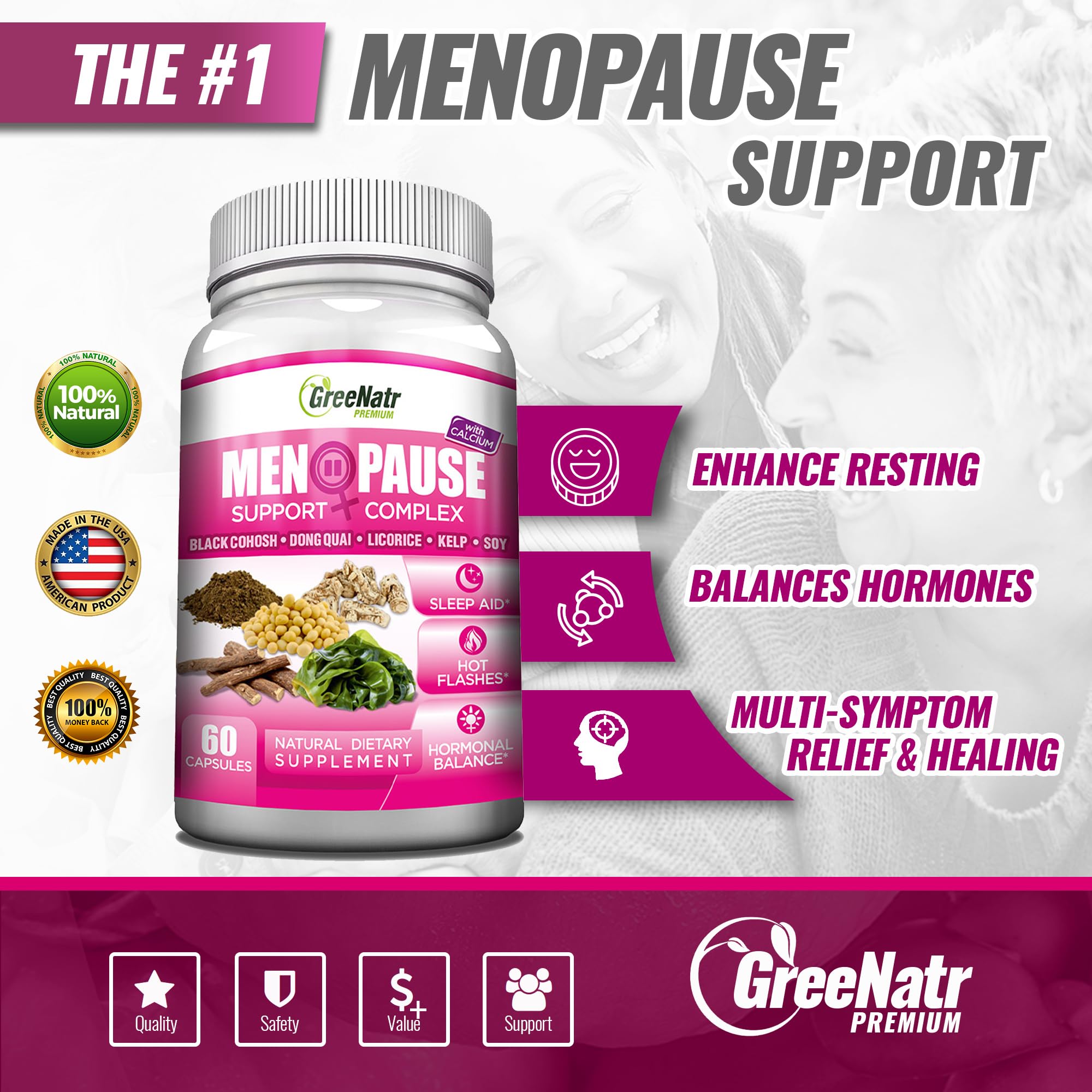 GreeNatr capsules show plant-based hormone balance for perimenopause comfort.