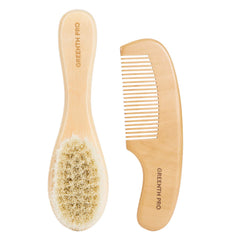 GREENTH PRO pear wood comb gently detangles fine baby hair after bath