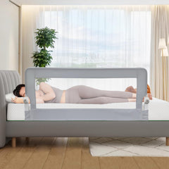 Grelex 51-inch toddler bed rail assembly demonstrates a secure, tool-free setup for safer sleep.