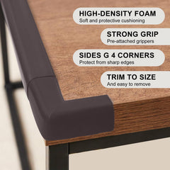 Grelex corner and edge protector installed on a sharp desk corner