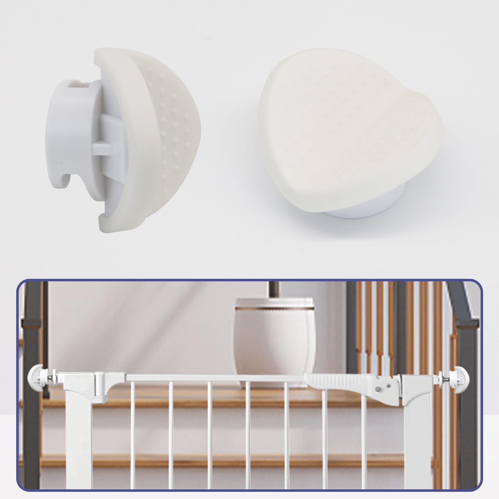 GRENFU baby gate banister adapter on a stair rail provides secure no-drill installation.