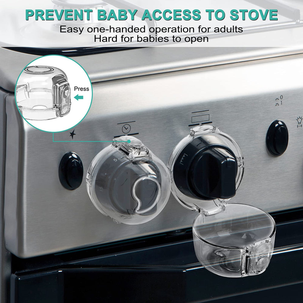 GRENFU five covers and oven lock kit prevent curious children from turning knobs.