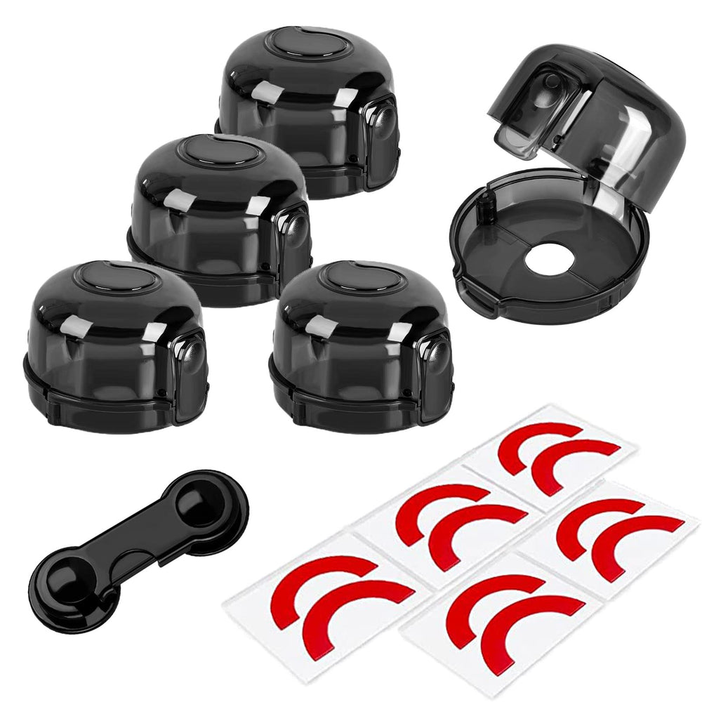 GRENFU kitchen safety use case shows knob covers keeping kids safe.