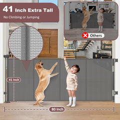 GRENFU retractable gate without bottom bar for easy, trip-free entry.
