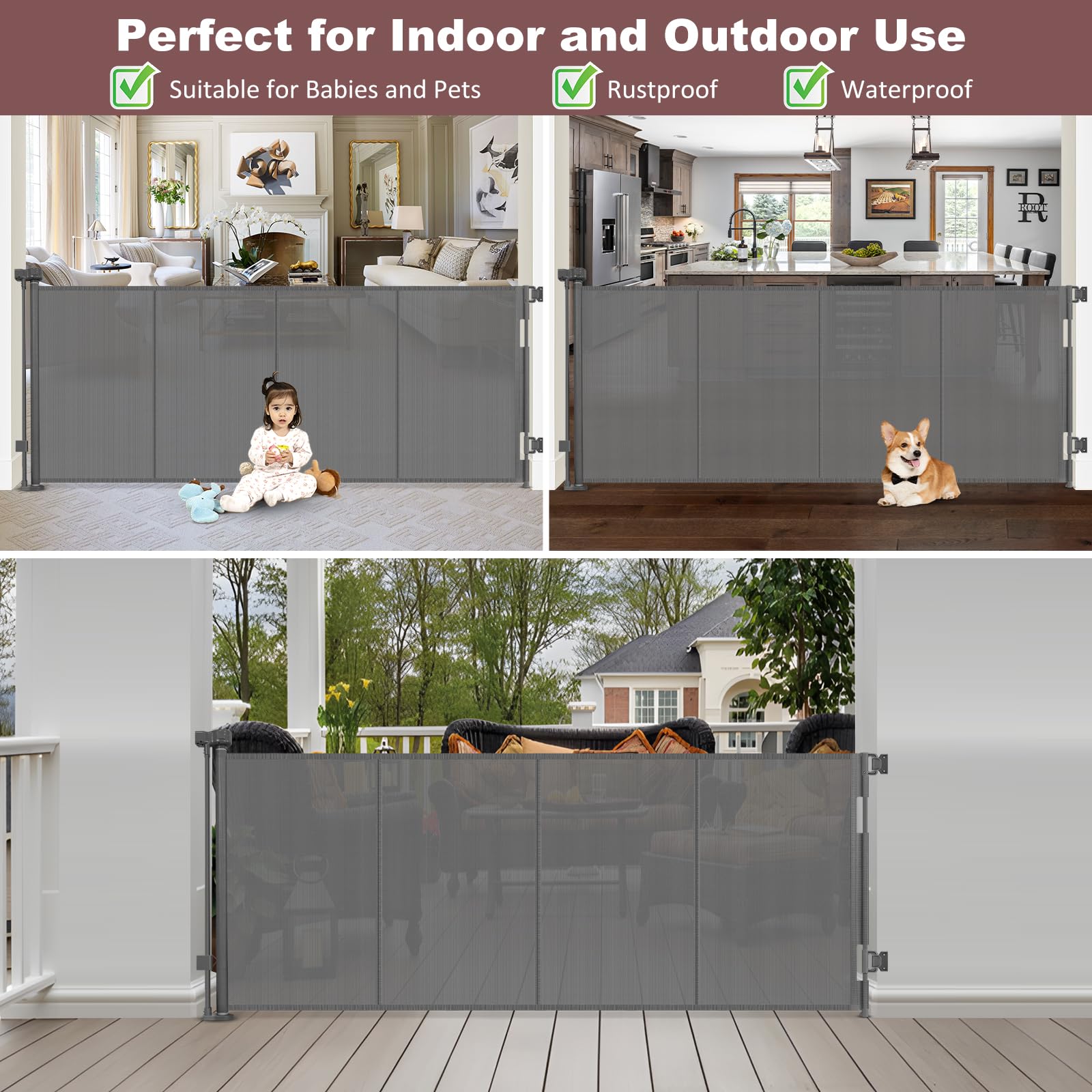 GRENFU scratch-resistant mesh lets you see through while keeping pets contained.