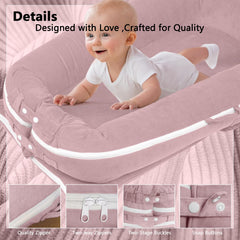 Greuame Nest Lounger Cover pink zipper detail highlights easy two-way access