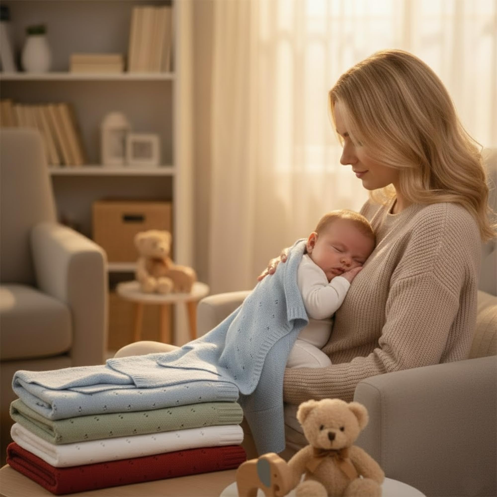 Grewear 30x30 blanket as nursery decor accent