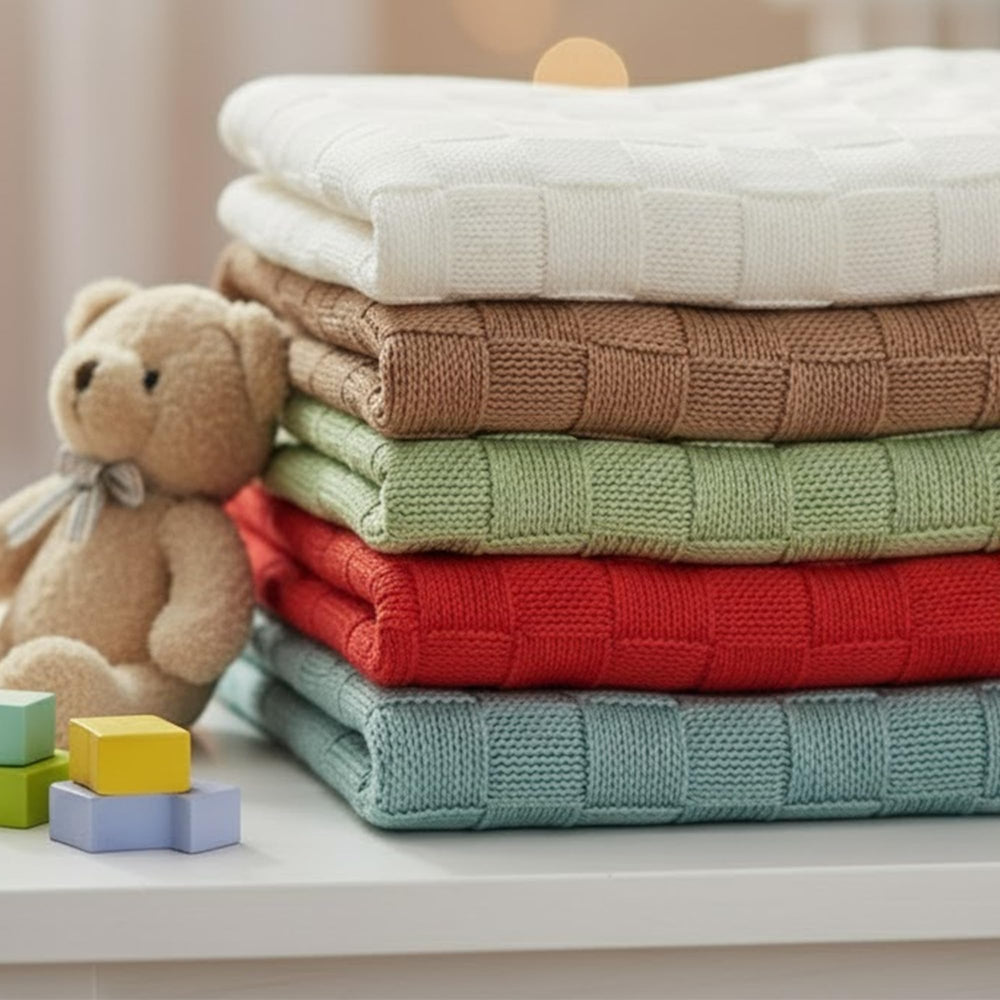 Grewear Baby Knit Blanket cotton fiber offers breathable, safe touch.