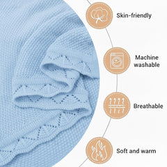 Grewear baby-knit blanket crib naps; versatile 30x30 size for quick wraps.