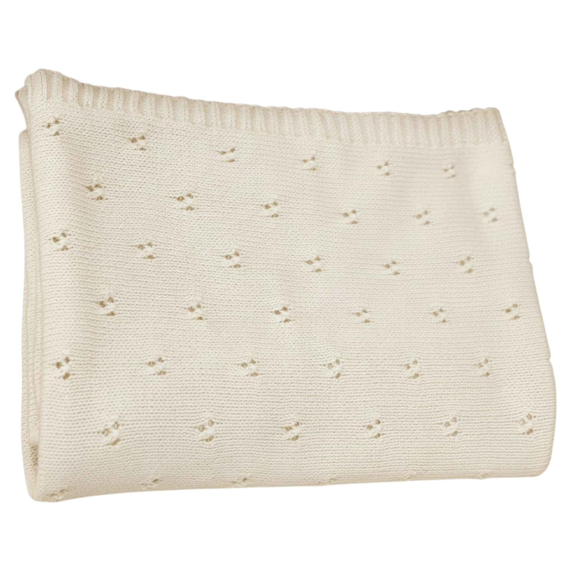 Grewear Baby Knit Blanket eyelet pattern in beige for breathable swaddling comfort