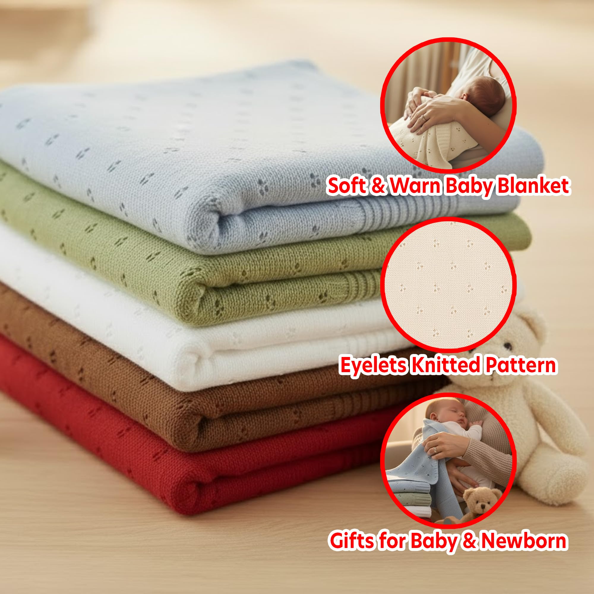 Grewear Baby Knit Blanket lightweight design ideal for stroller rides and outings
