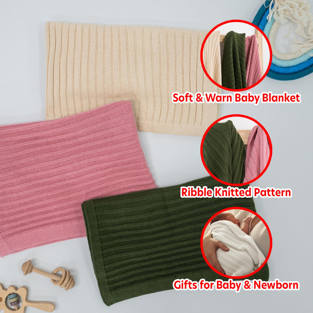 Grewear Baby Knit Blanket lightweight swaddle ideal for all-season use.