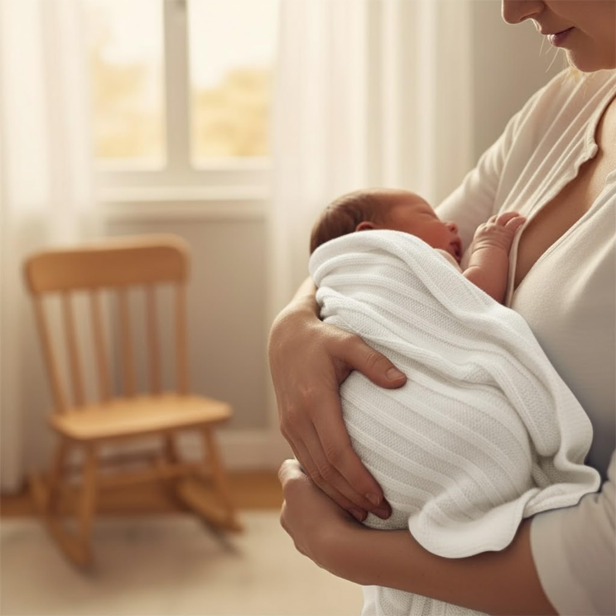 Grewear Baby Knit Blanket features soft cotton texture for gentle skin contact.