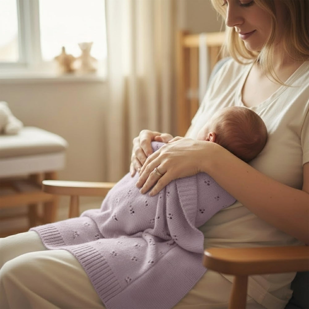 Grewear 100% cotton blanket highlights soft fabric for sensitive skin.