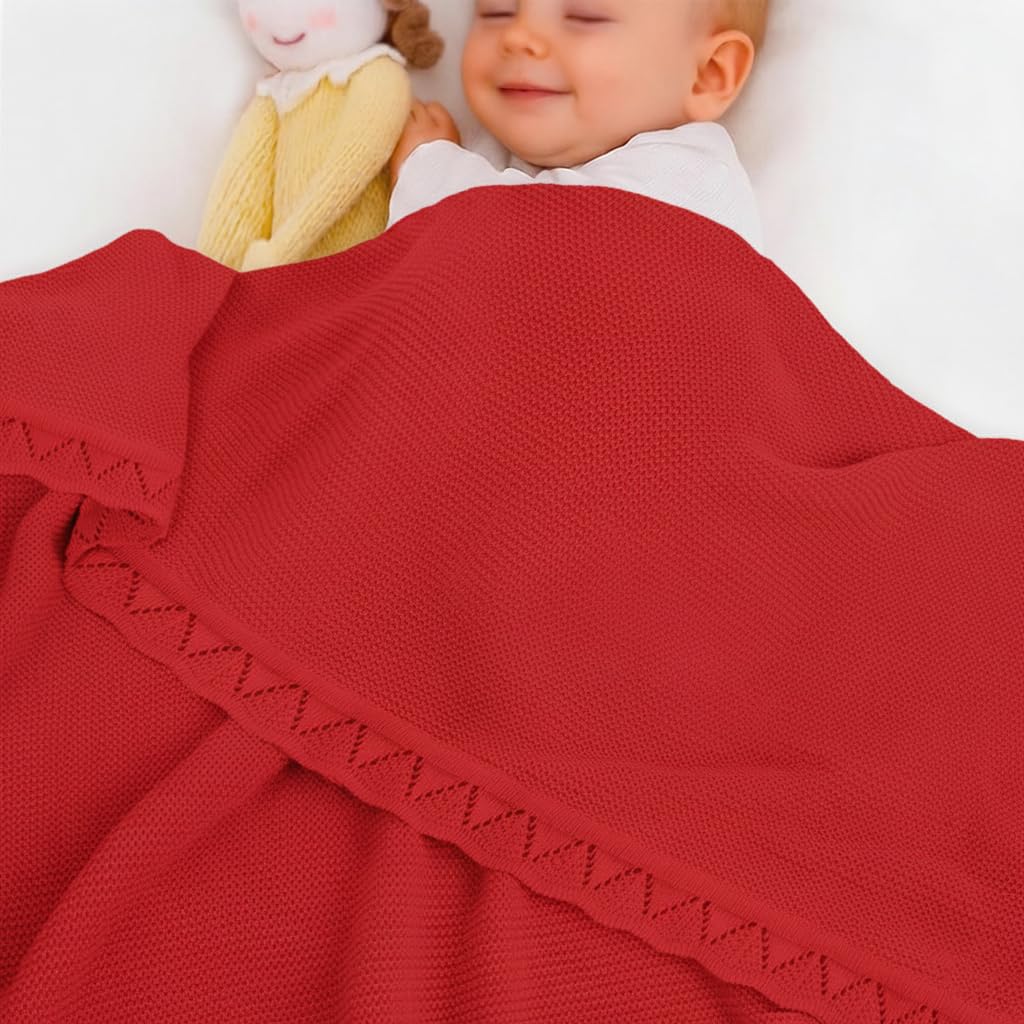 Grewear Baby Knit Blanket soft knit provides gentle all-season comfort.