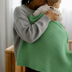 Grewear Baby Knit Blanket waffle-pattern close-up showing soft, airy cotton.