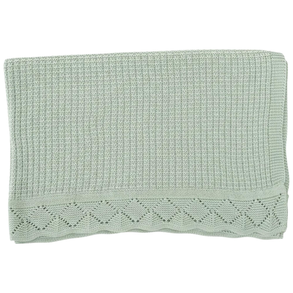 Grewear Baby Knit Blanket with waffle pattern for breathable newborn comfort.