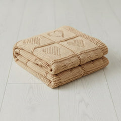 Grewear baby knit blanket in beige with heart texture offers cozy newborn warmth