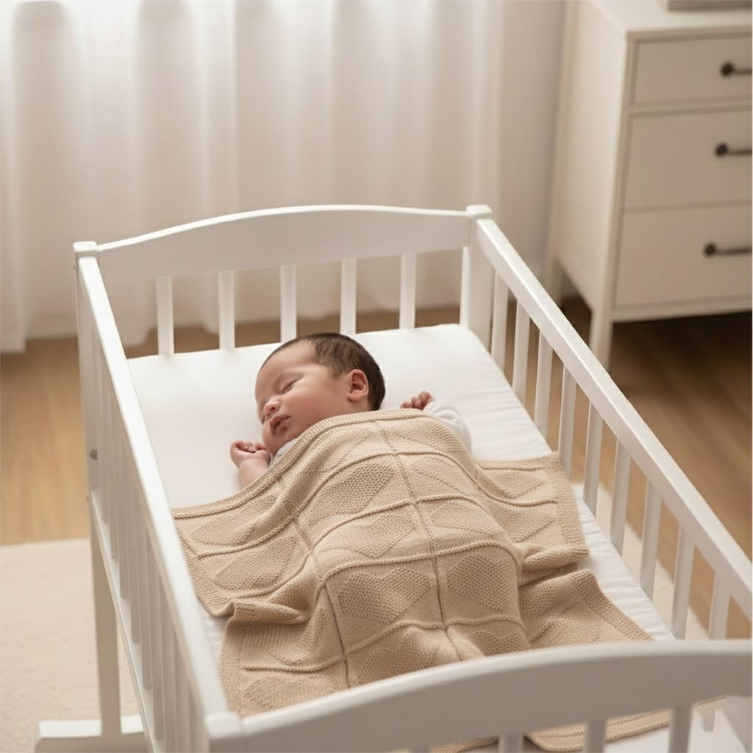 Grewear beige heart texture used as a versatile swaddle for calm naps