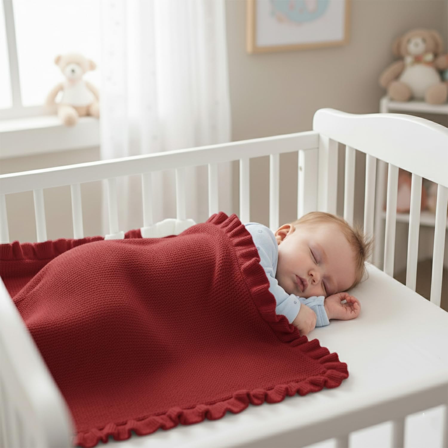 Grewear cotton baby blanket offers soft, breathable texture for newborn comfort.