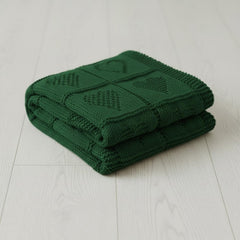Grewear green heart design baby blanket, cozy knit for stroller and crib.