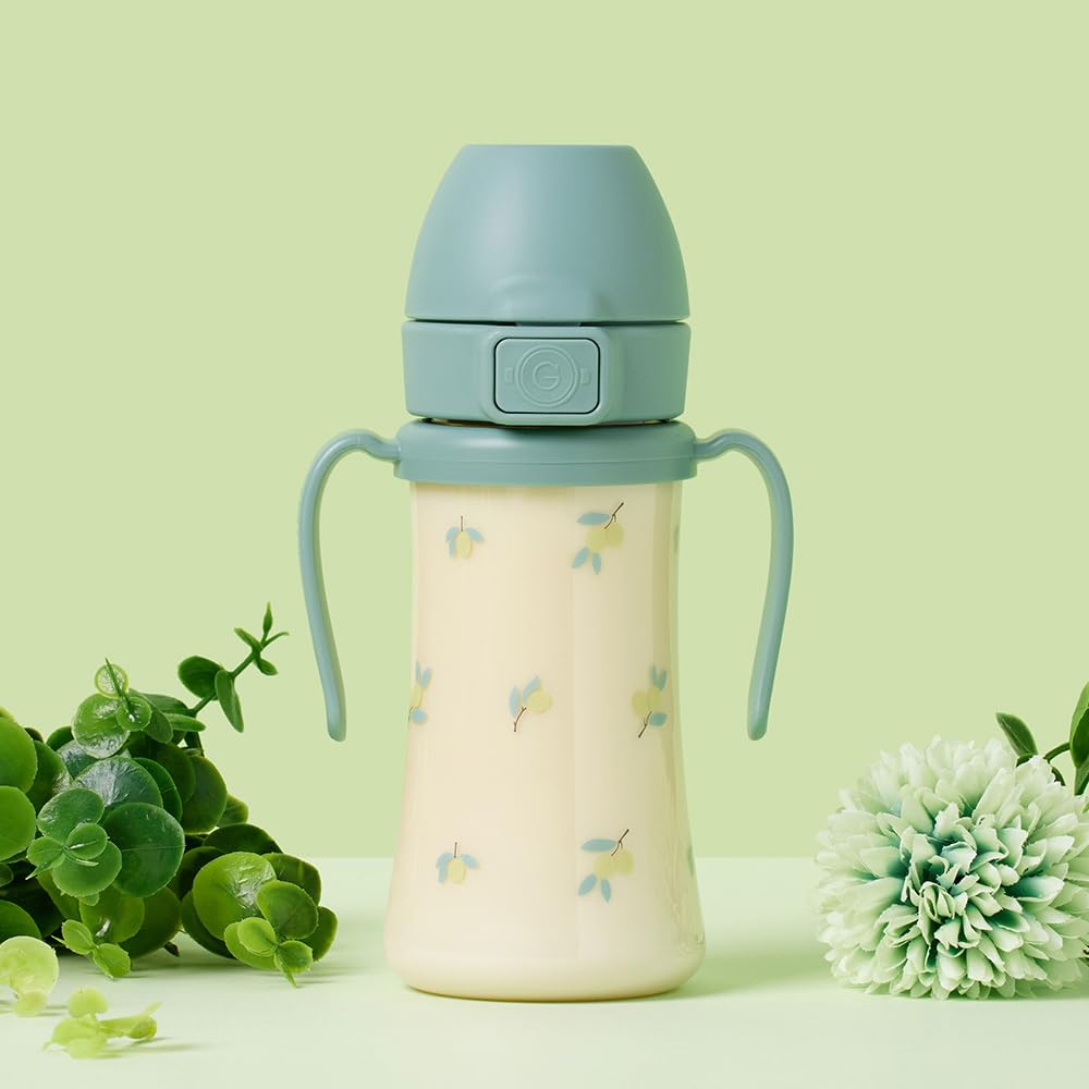 GROSMIMI easy-clean lid design for mess-free mealtimes in olive.