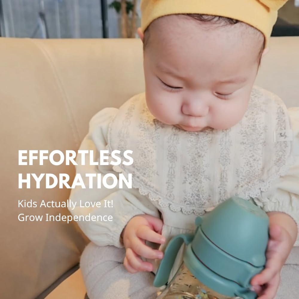 GROSMIMI portable toddler cup in olive for parks and car trips.