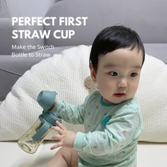 GROSMIMI Stage 2 straw sippy cup in olive for easy transitions.