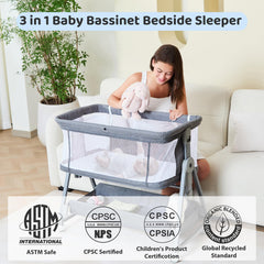Grobeybees bassinet with angle tilt for flexible feeding positions