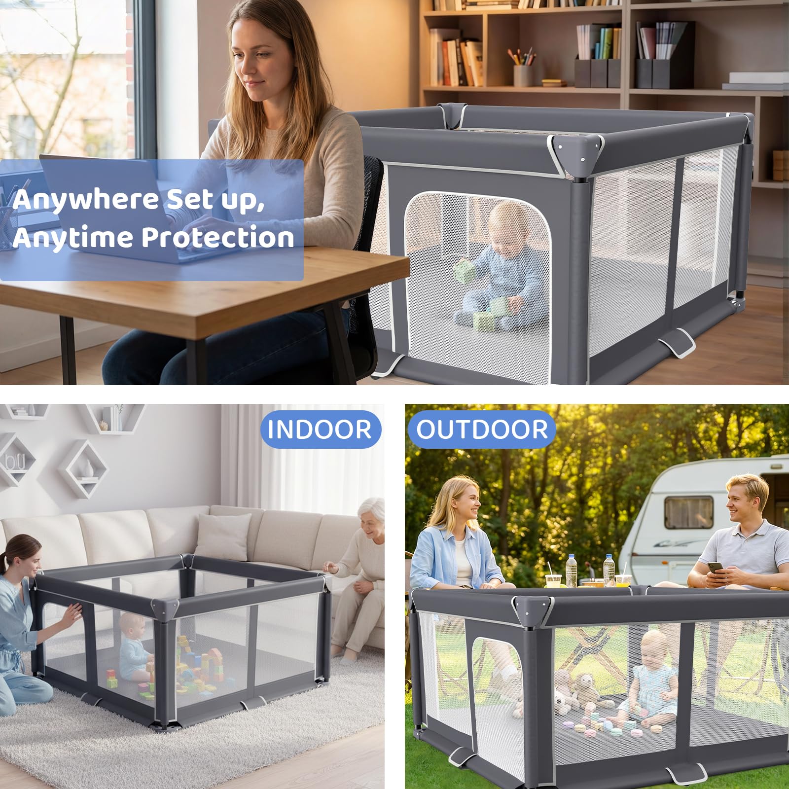 Grobeybees dark gray frame blends with home décor
