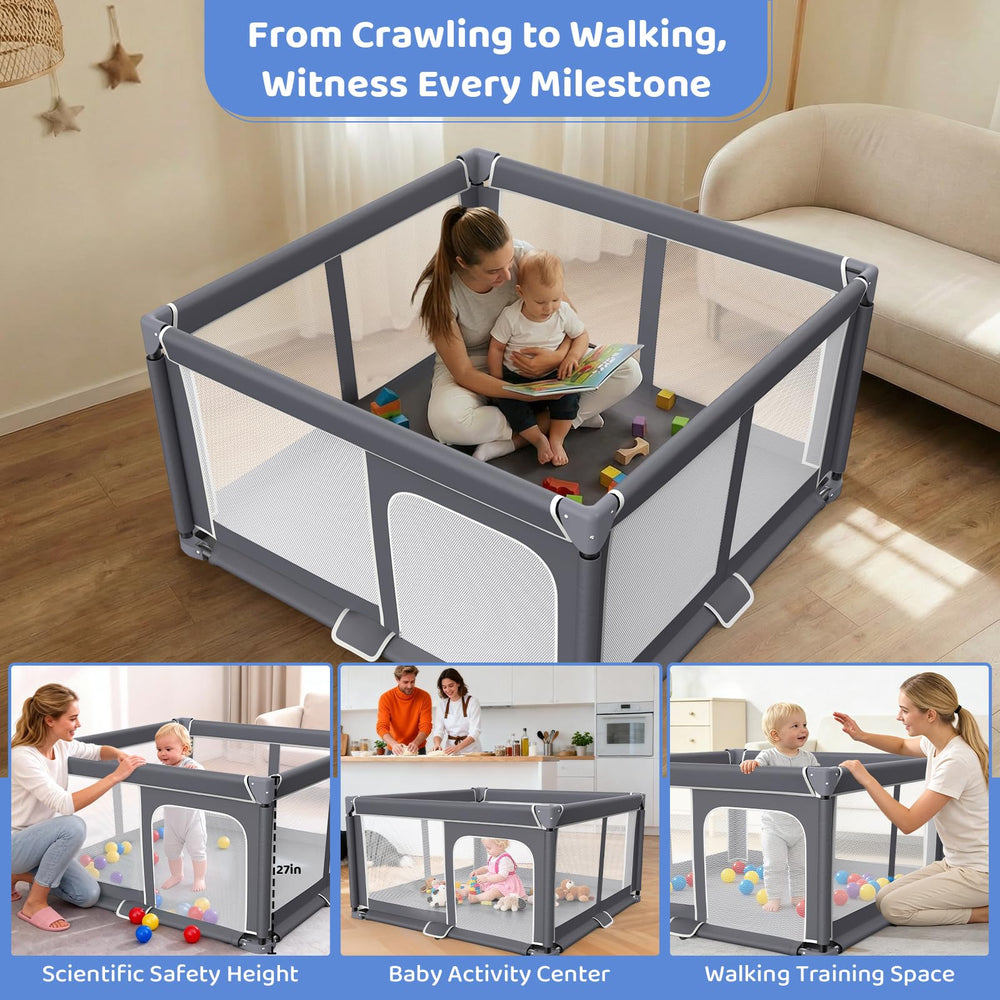 Grobeybees portable play yard includes carry bag for trips