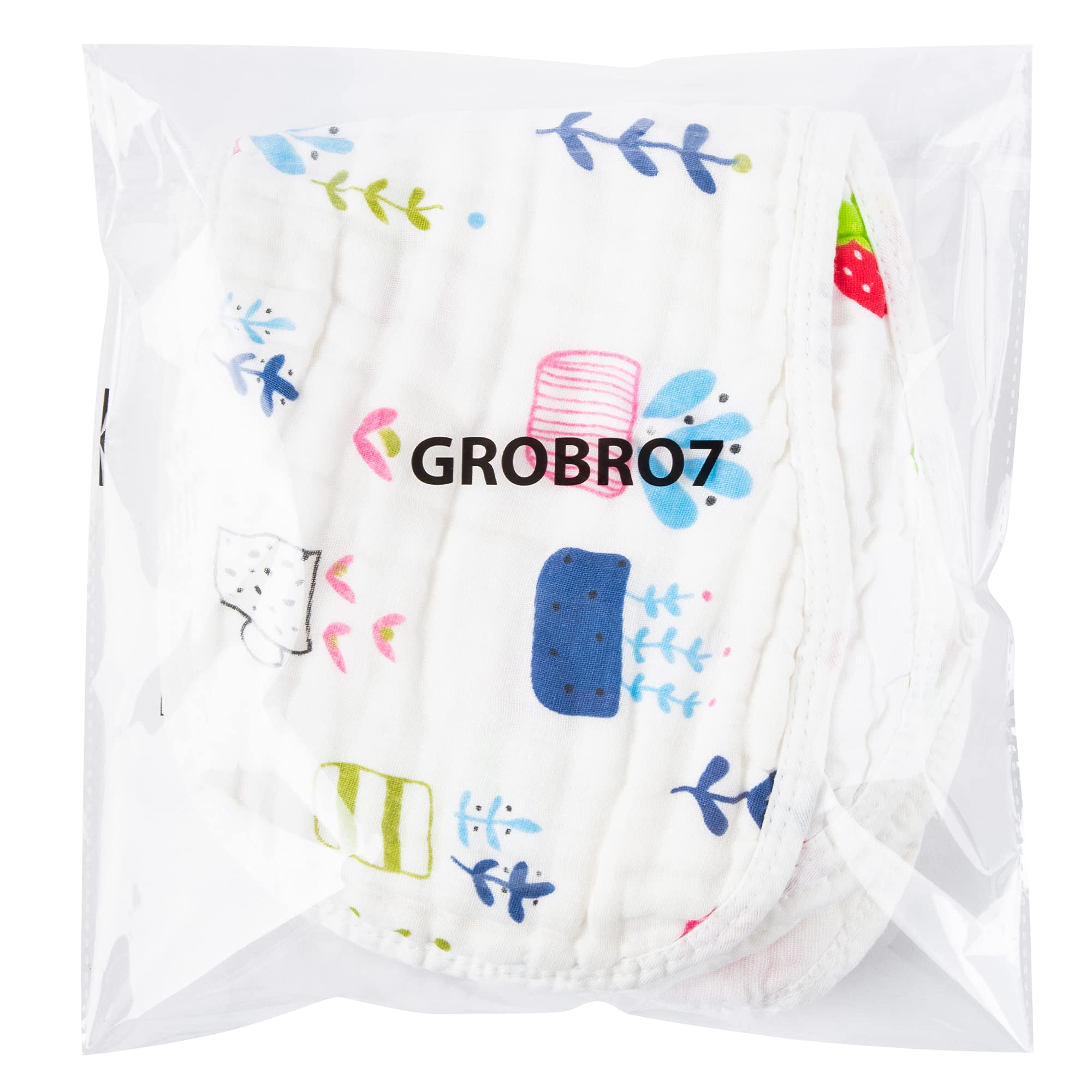 GROBRO7 cartoon-pattern burp cloth used during feeding or teething.