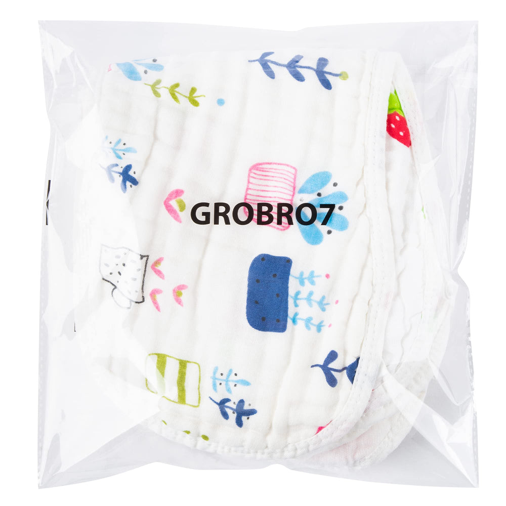 GROBRO7 cartoon-pattern burp cloth used during feeding or teething.