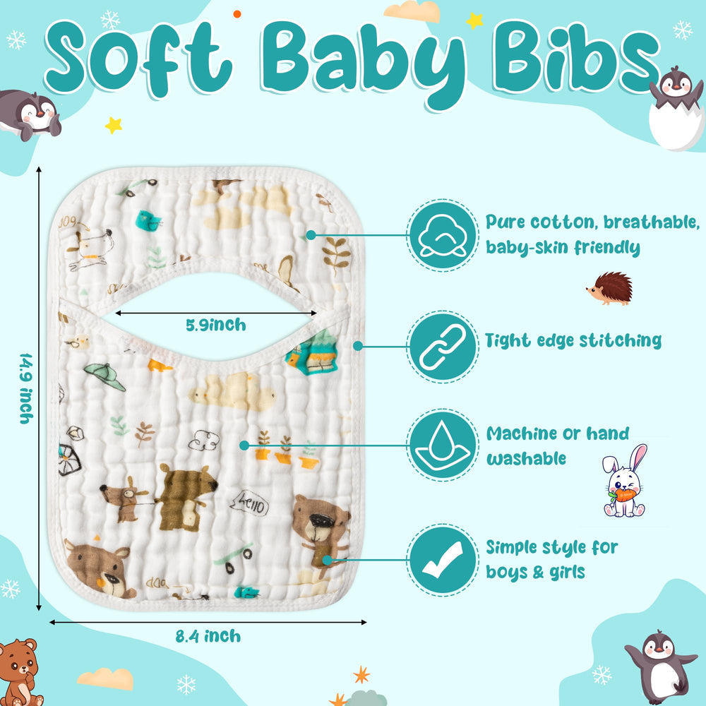 GROBRO7 hedgehog bib soft cotton for teething drool