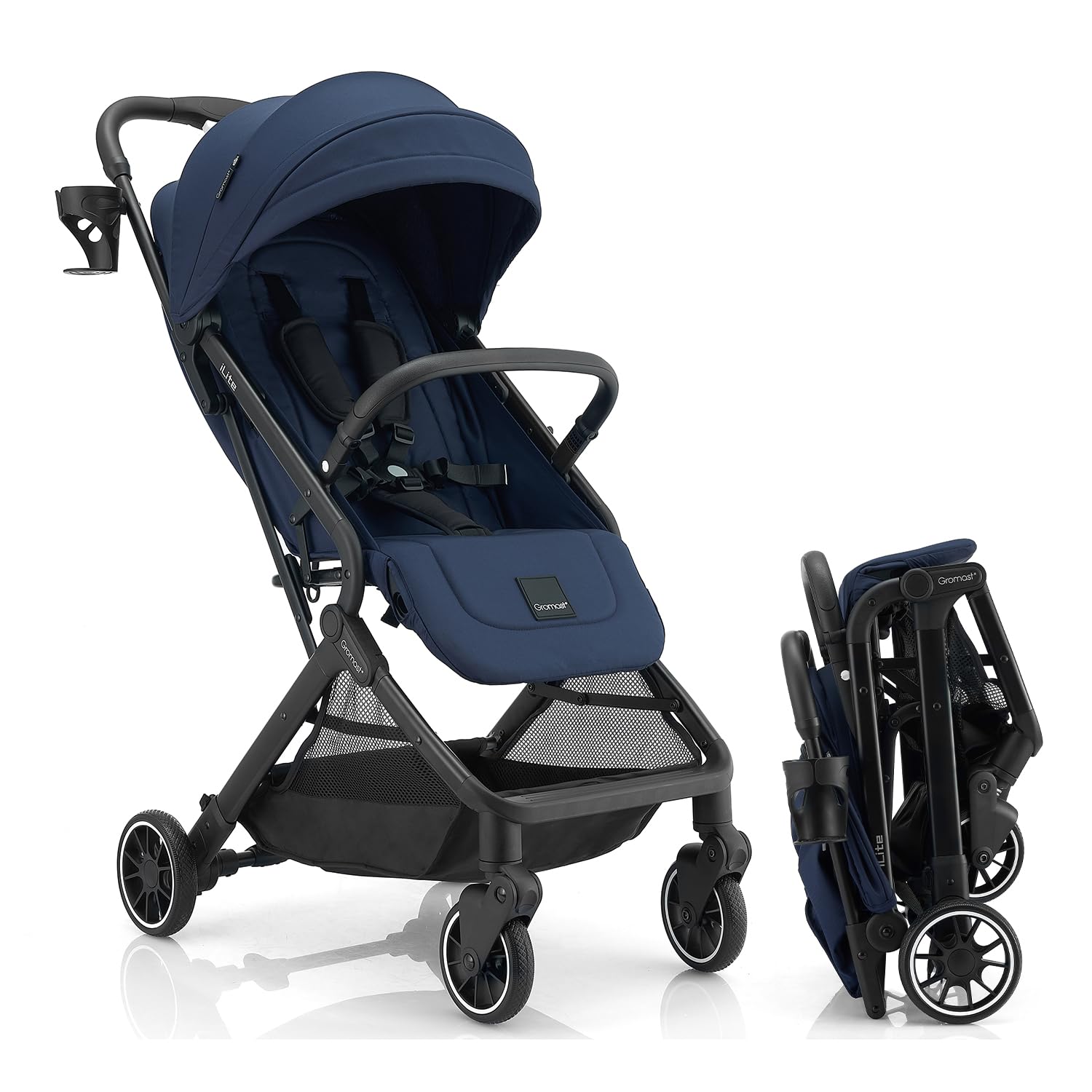 Gromast Compact Fold Stroller with one-hand fold for quick travel setup