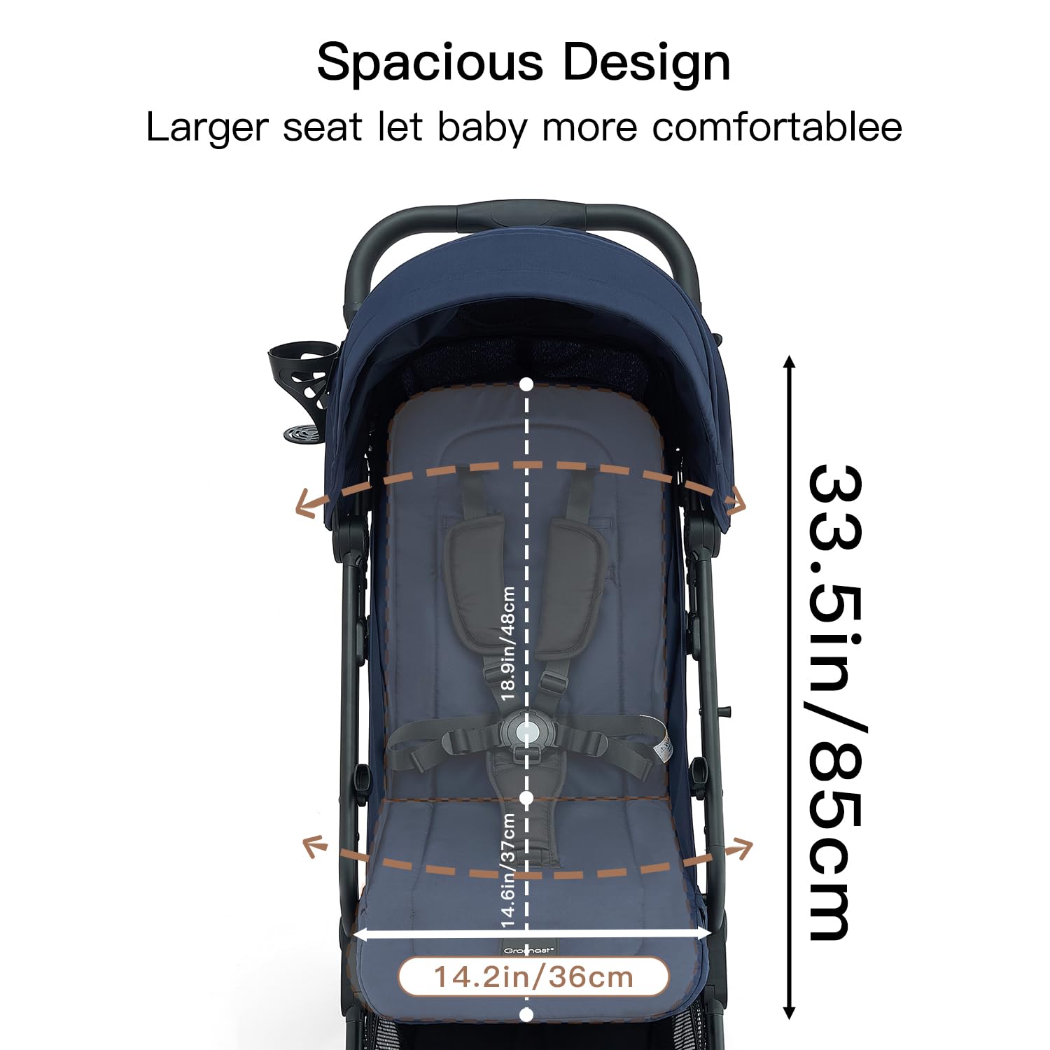 Gromast extendable UPF50+ canopy with sun protection and airflow