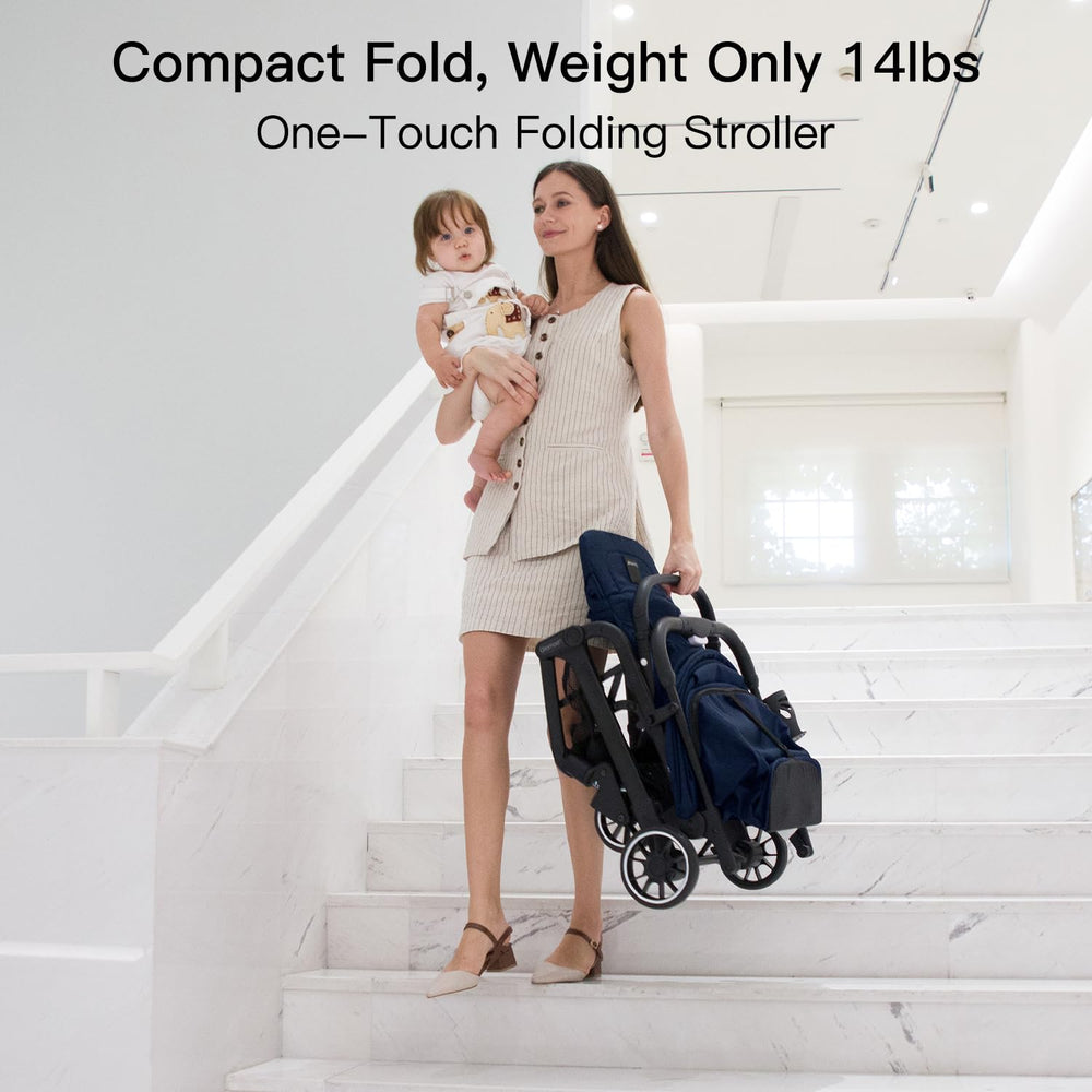 Gromast stroller with wide seat and adjustable recline for comfort