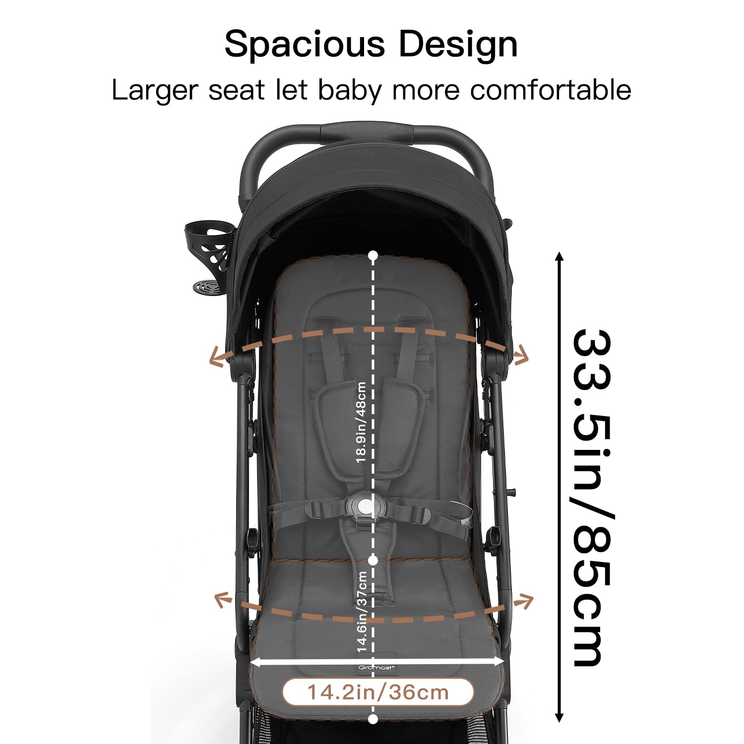 Gromast Extendable UPF50 canopy providing sun protection
