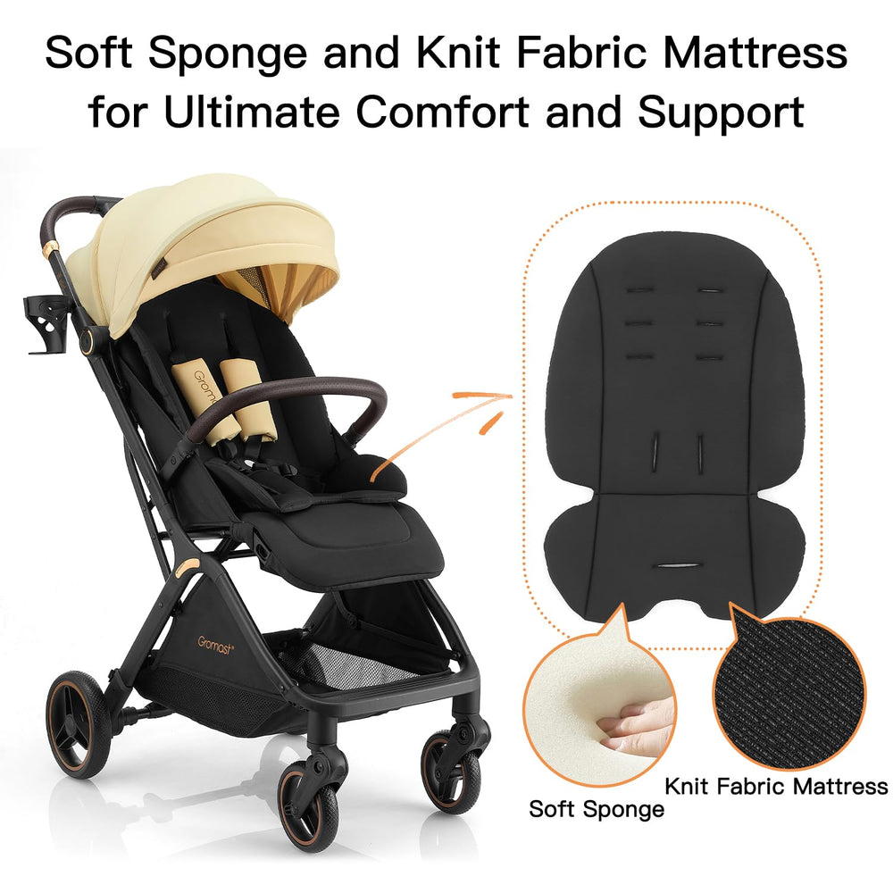 Gromast Gravity Folding Stroller canopy extended for sun protection
