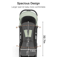 Gromast Gravity Folding Stroller front view highlighting lightweight design.