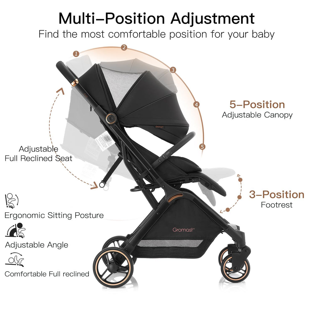 Gromast Gravity Folding Stroller lightweight-design makes travel effortless