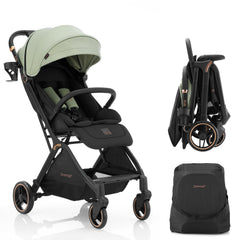 Gromast Gravity Folding Stroller side view showing compact profile for easy travel.