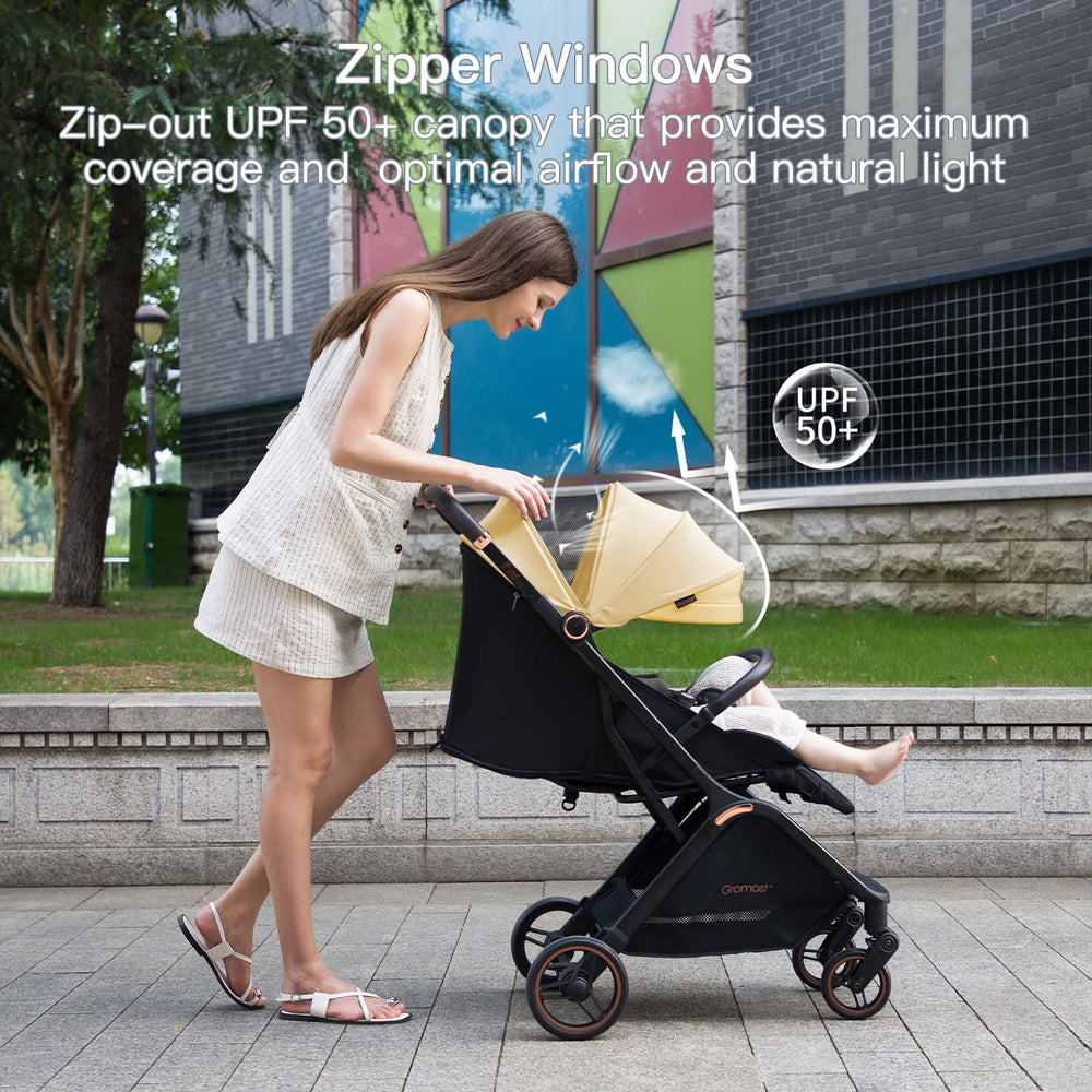 Gromast Gravity Folding Stroller storage basket keeps essentials handy