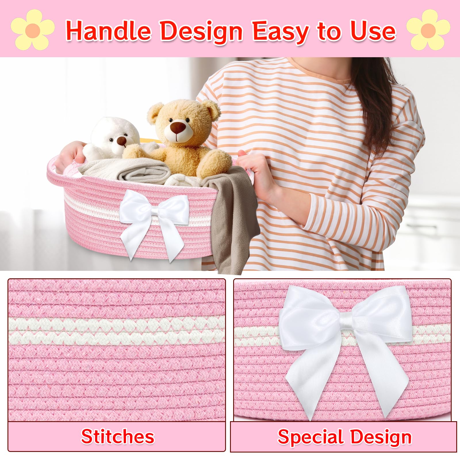 Groodo home decor basket adds soft pink warmth to rooms