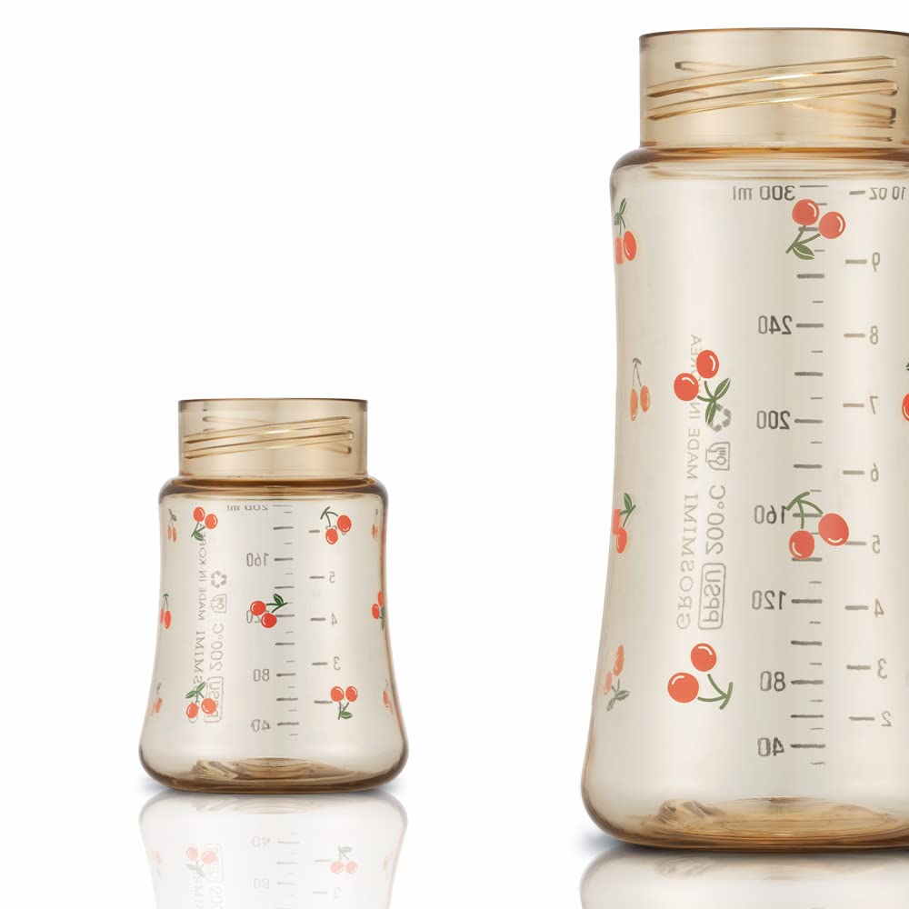 GROSMIMI PPSU baby bottle cap cherry rose gold finish aids quick assembly and secure closure.