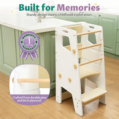 GroowingMind toddler tower safety features anti-slip pads and rounded edges.