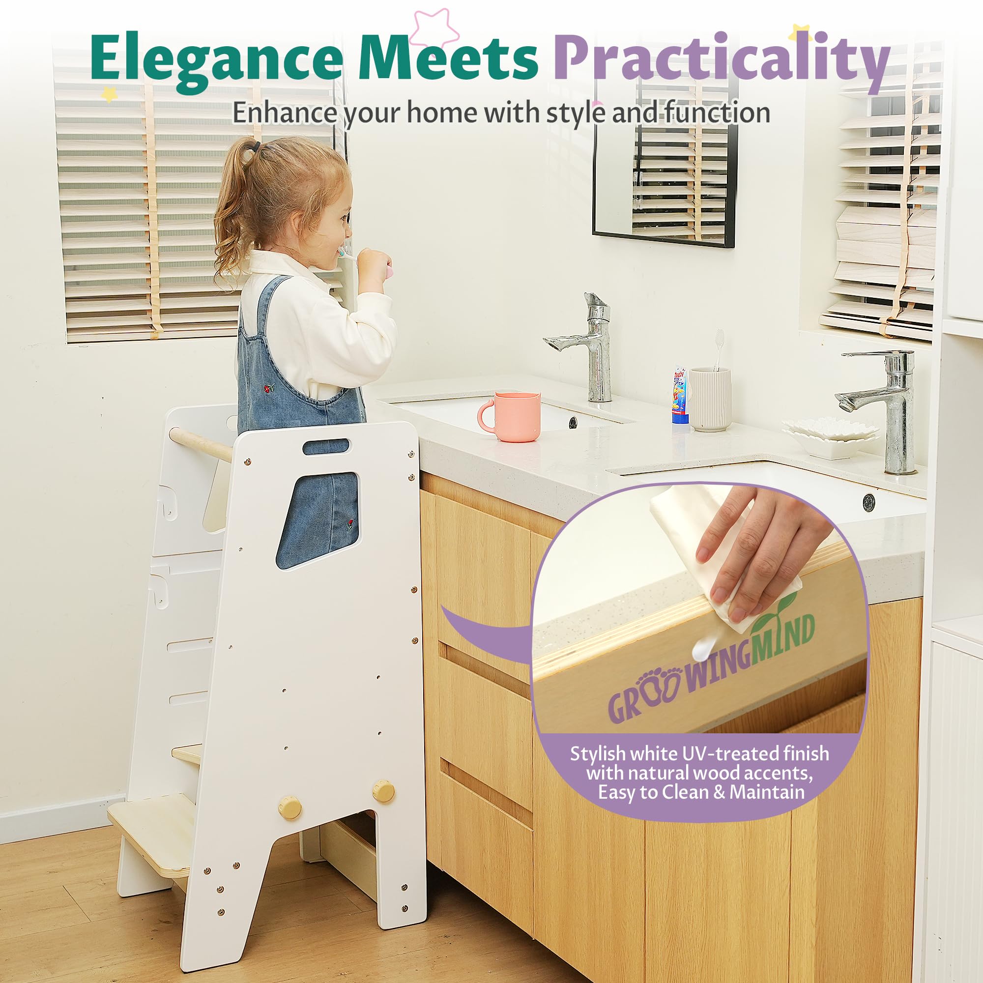 GroowingMind tower side handles enable easy transport between rooms.